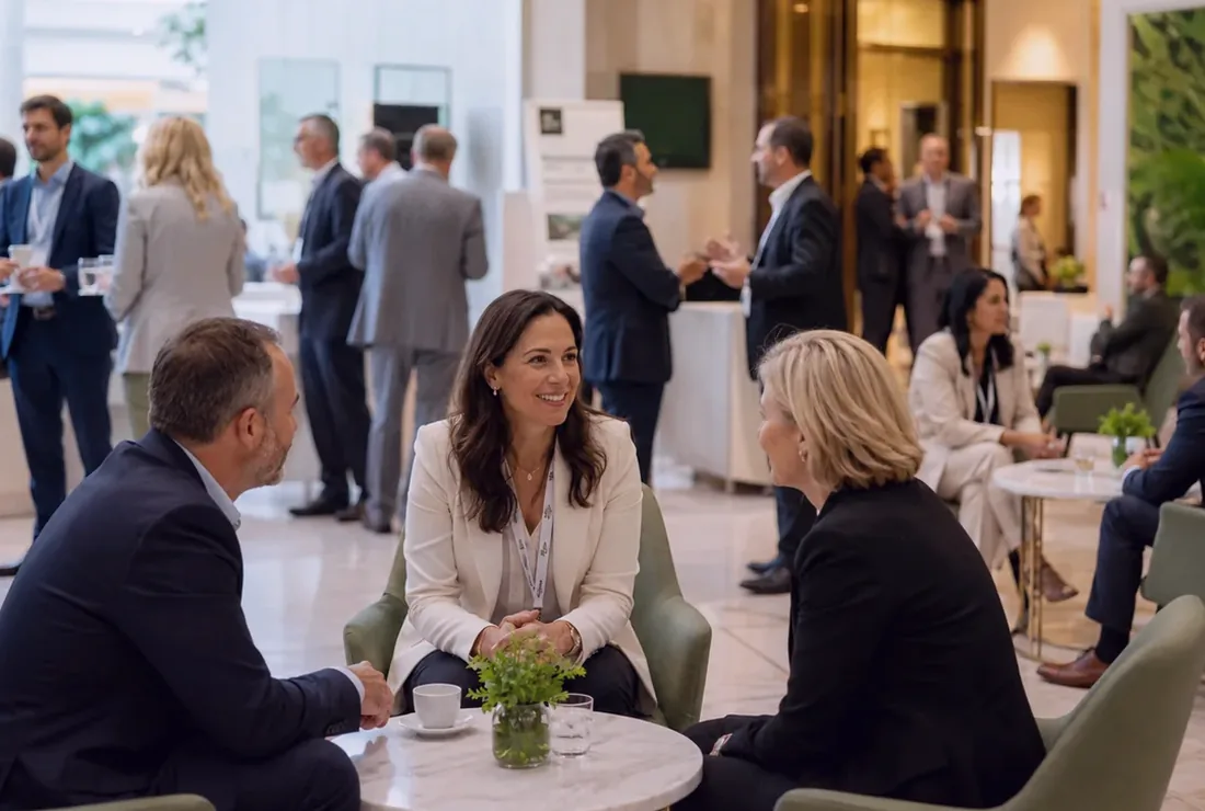 Professional people in a congress venue planning setting